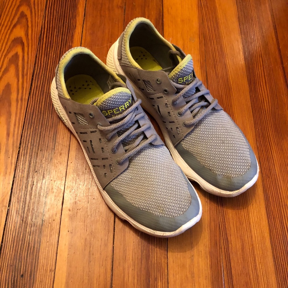 Sperry Grey Neon Slip On Sneakers Tennis Shoes 8